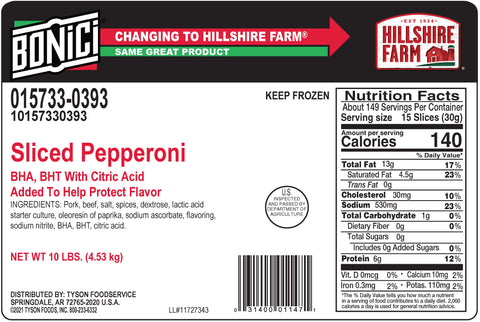 Pepperoni Regular Sliced 14/oz 45mm 15733-0393