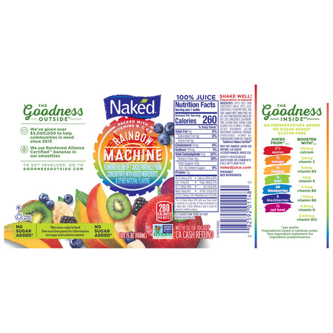 Drink Naked Juice Smoothie Ranbwow Machine Plastic Bottle