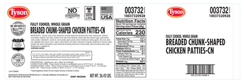 Tyson® CHICKEN NUGGET BREADED HOMESTYLE WHOLE GRAIN CN FC 0.79 OZ 10037320928