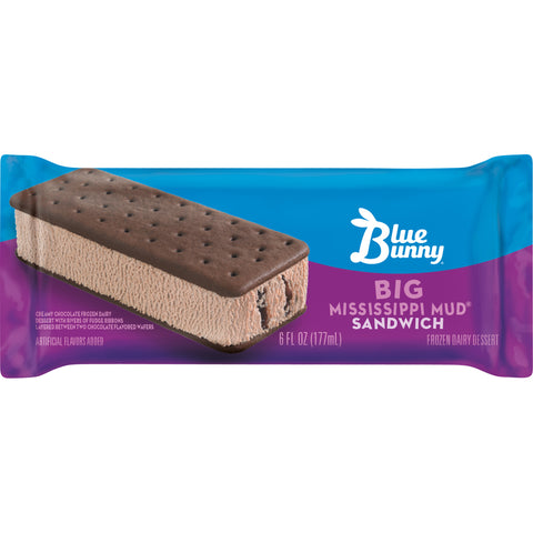 Blue Bunny Big Mississippi Mud Ice Cream Sandwich Bar, 6 Fluid Ounce -- 24 per case