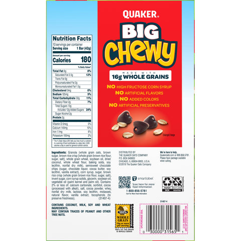 Quaker Chewy QUAKER CHEWY CHOC CHIP GRAN 10 CT