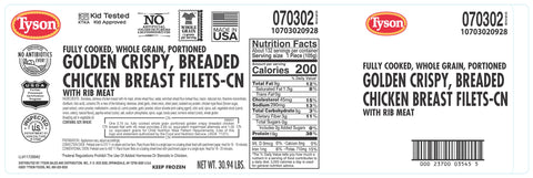 Chicken Fillet Whole Grain Breaded Golden Crispy Made W/ Whole Muscle 3.75 Oz 70302-0928