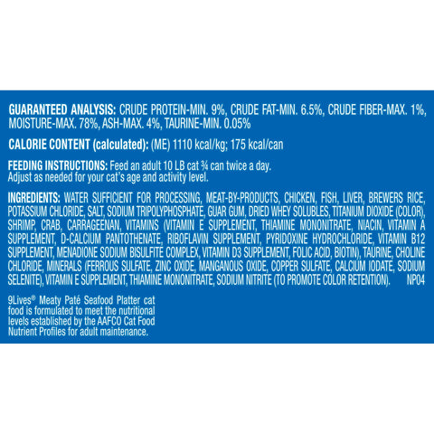 9 Lives Seafood Platter Ground Entree Cat Food, 5.5 Ounce -- 24 per case.