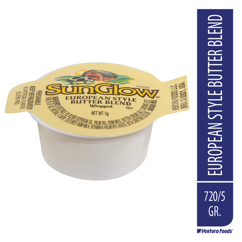 Ventura Foods SunGlow European Style Whipped Butter Blend, 5 Gram -- 720 per case.
