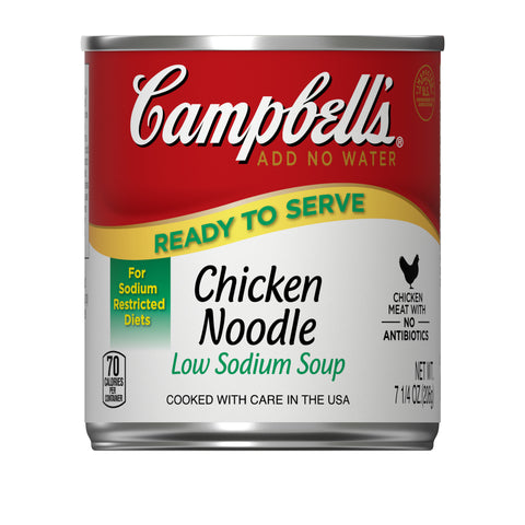 Campbells Ready To Serve Low Sodium Chicken Noodle Soup - 7.25 oz. can, 24 per case