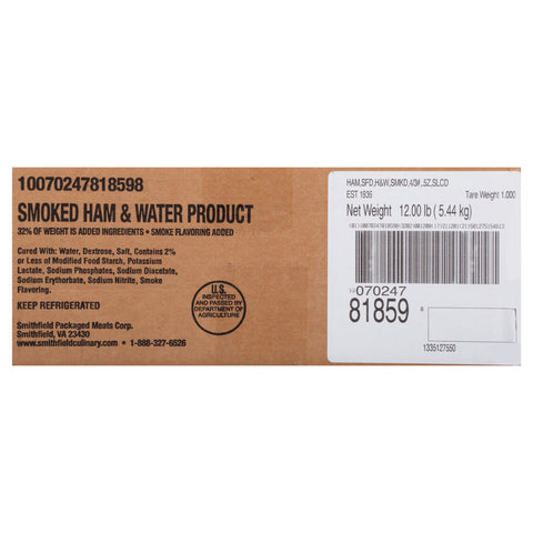 Farmland Smoked Sliced Flat Ham and Water, 3 Pound -- 4 per case.