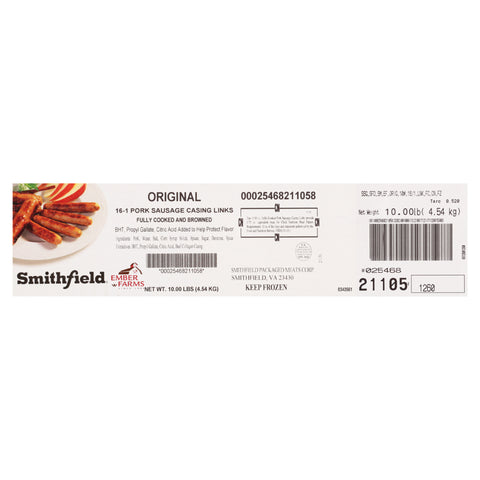 Farmland Ember Farms Fully Cooked Original Casing Pork Sausage Link, 1 Ounce.