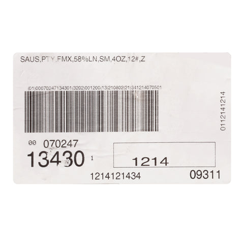 Silver Medal (SF) SAUSAGE PATTY FORMAX 58% LEAN 4 OZ