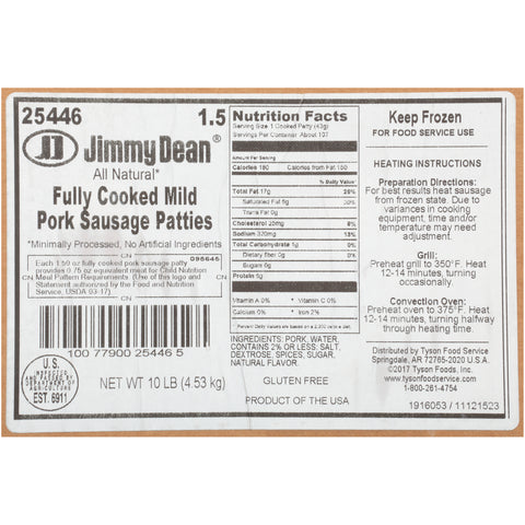 Sausage Patty Mild Fc Cn 1.5 Oz