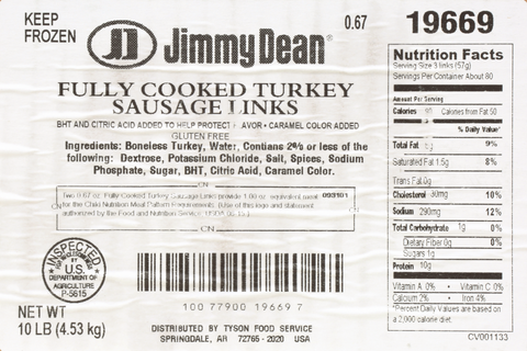 Jimmy Dean Turkey Skinless Sausage Links, 0.77 Ounce -- 239 per case