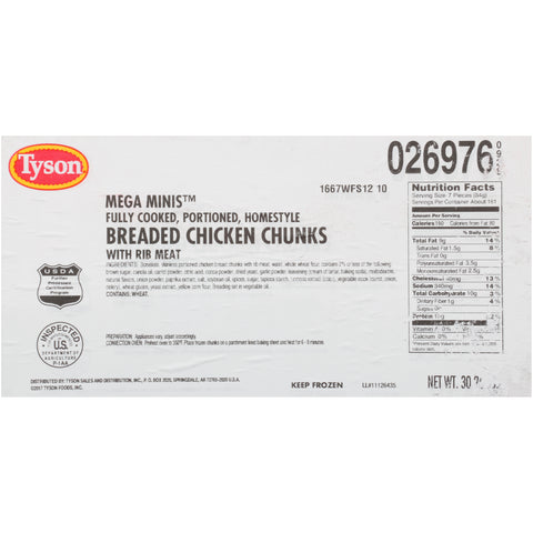 Chicken Chunk Mega Minis™ Breaded Homestyle Whole Grain 26976-0928