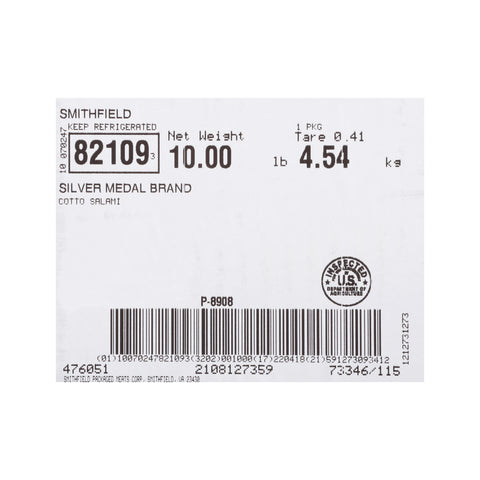 Farmland Silver Medal Smoked Cotto Salami, 10 Pound.