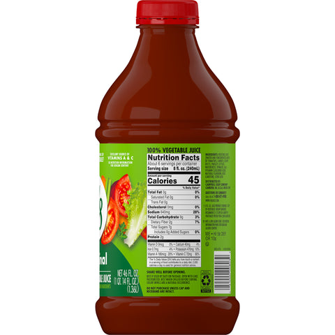 V8 100 Percent Vegetable Juice, 46 Fluid Ounce -- 6 per case.