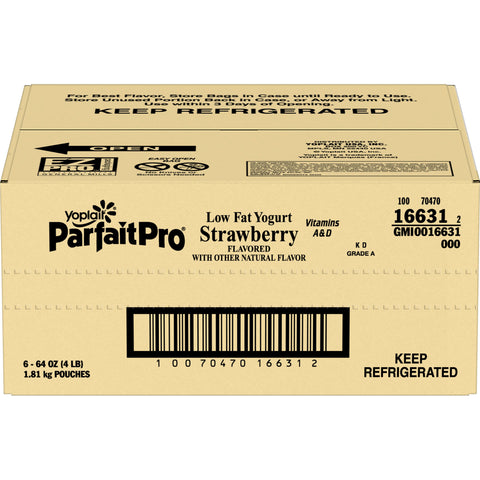 Yoplait ParfaitPro Low Fat Strawberry Yogurt, 64 Ounce -- 6 per case.