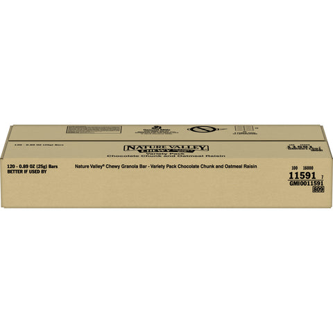 Nature Valley Chewy Chocolate Chip and Oatmeal Raisin Granola Bar Variety Pack, 0.89 Ounce -- 120 per case