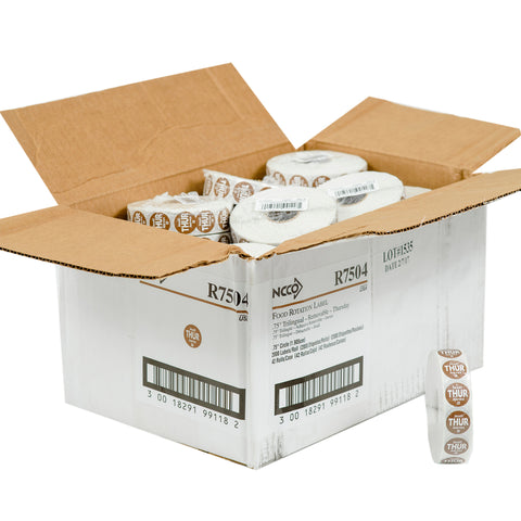 National Checking Company Dateit Brown Trilingual Removable Label - Thursday, 0.75 inch Circle -- 2000 per case.