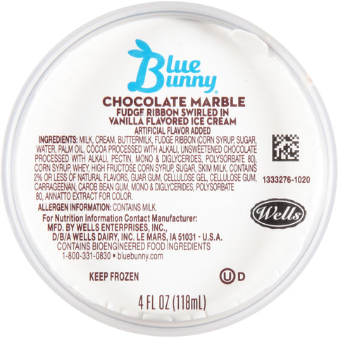 Blue Bunny Chocolate Marble Ice Cream Cup, 4 Fluid Ounce -- 48 per case