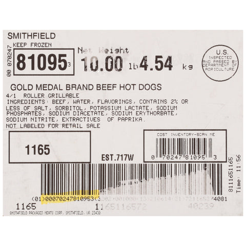 Farmland Gold Medal Beef Hot Dog - 4:1.