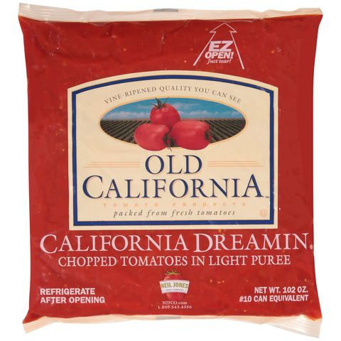 Old California ® “California Dreamin” Chopped Tomatoes in Light Puree, 102 oz.