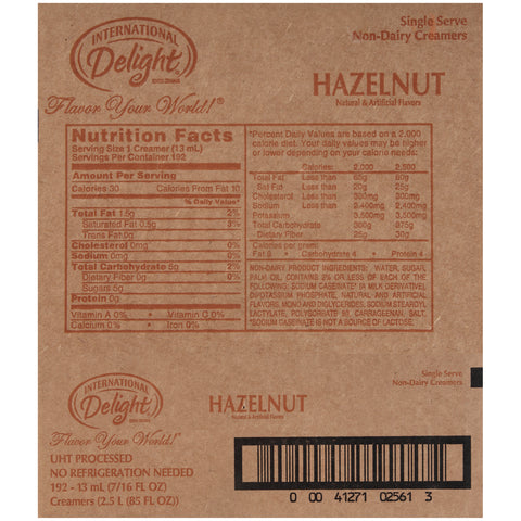 International Delight CREAMER LIQUID HAZELNUT NON-DAIRY ASEPTIC SINGLE SERVE CUP