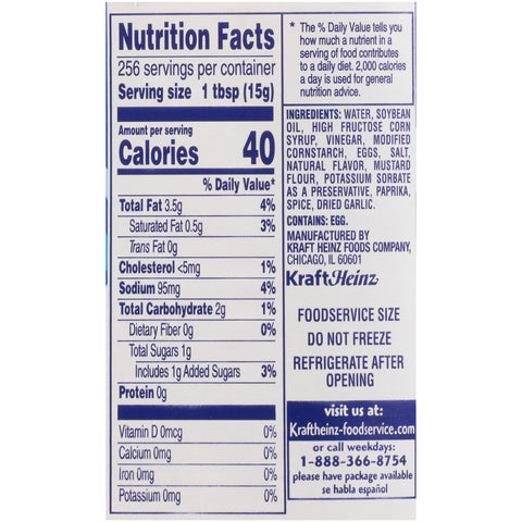 Krafts Miracle Whip Dressing Foodservice Label Only, 1 Gallon -- 4 per case.