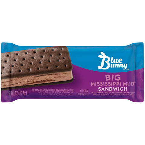 Blue Bunny Big Mississippi Mud Ice Cream Sandwich Bar, 6 Fluid Ounce -- 24 per case