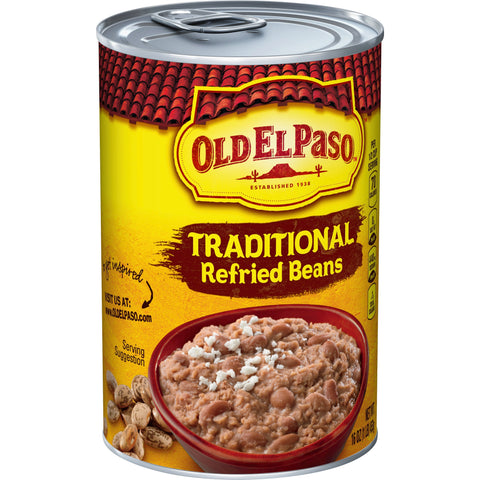 Old El Paso Traditional Refried Beans, 16 Ounce -- 24 per case.