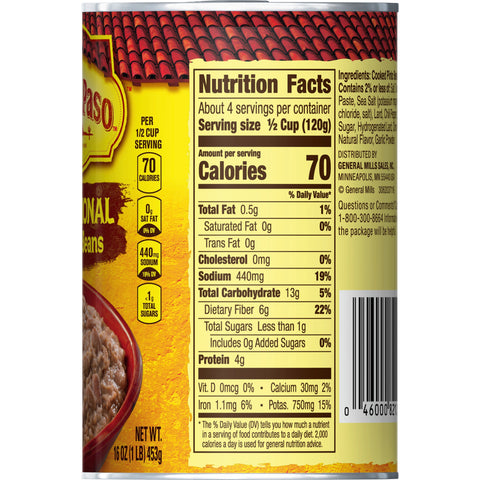 Old El Paso Traditional Refried Beans, 16 Ounce -- 24 per case.