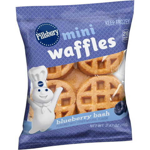 Pillsbury Blueberry Bash Mini Waffles, 2.47 Ounce -- 72 per case.
