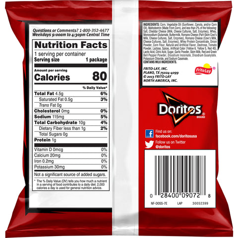 Doritos® CHIP TORTILLA NACHO CHEESE FUN SIZE