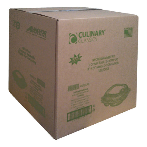 Container Plastic Microwaveable 3-compartment Base & Hinged Lid Cc9931b 9x9