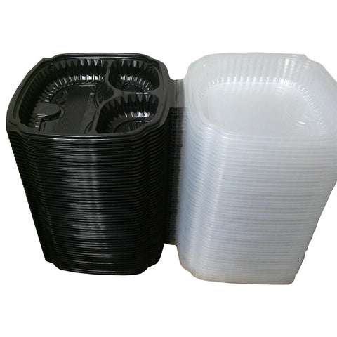 Culinary Classics® CONTAINER PLASTIC 3-COMPARTMENT VENTED 10.5X9.5