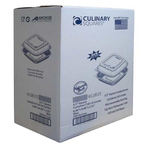 Culinary Squares® CONTAINER PLASTIC SQUARE BLACK COMBO W/ HIGH DOME LID 36 OZ
