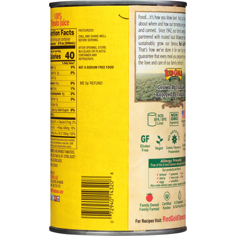 Red Gold JUICE TOMATO NO SALT ADDED CAN