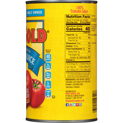 Red Gold JUICE TOMATO NO SALT ADDED CAN