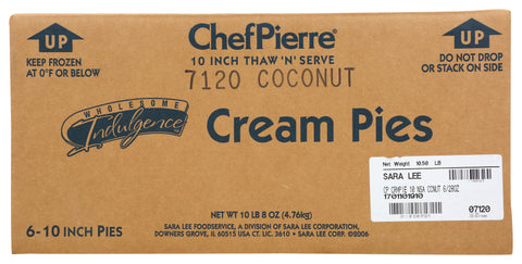 Sara Lee Chef Pierre Coconut Cream Pie, 28 Ounce -- 6 per case.