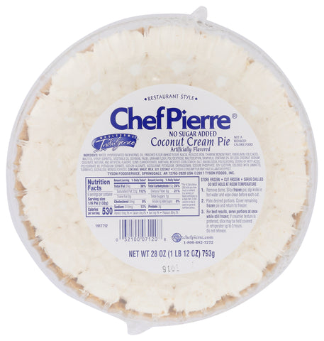 Sara Lee Chef Pierre Coconut Cream Pie, 28 Ounce -- 6 per case.
