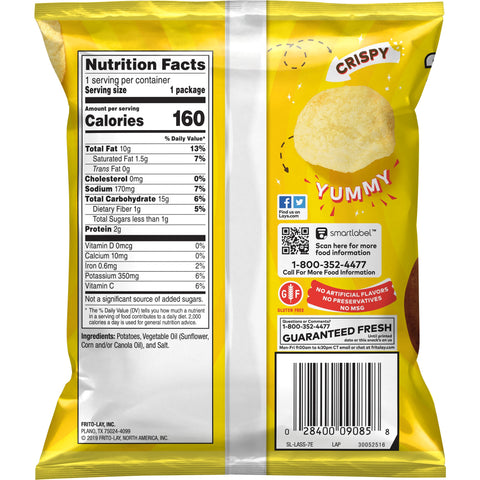 Lays Regular Potato Chips, 1 Ounce -- 104 per case.