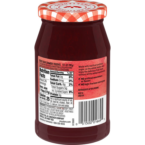 Smuckers Strawberry Preserves, 15.5 Ounce -- 8 per case.