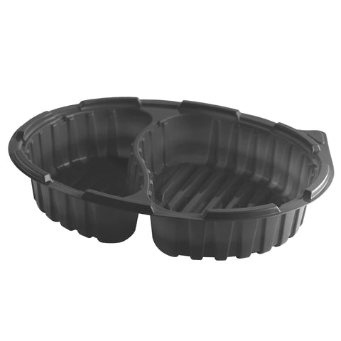 Crisp Food Technologies® CONTAINER PLASTIC 2-COMPARTMENT BLACK BASE CLEAR ANTI-FOG LID CDCF1940-2 26/16 OZ