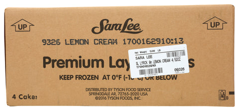 Sara Lee Frozen CAKE LAYER LEMON CREAM PREMIUM UN-CUT ROUND 9