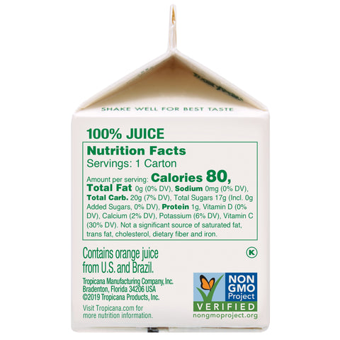 Tropicana Pure Premium JUICE ORANGE 100% SINGLE SERVE CARTON