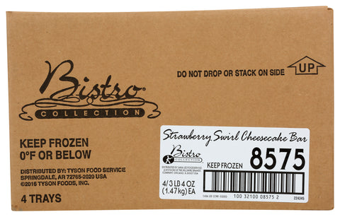 Bistro Collection CHEESECAKE STRAWBERRY SWIRL DESSERT BAR UN-CUT