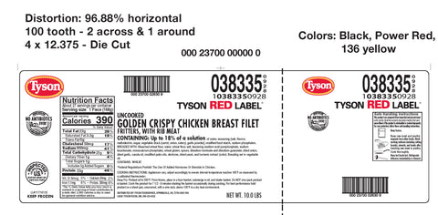 Tyson Red Label Premium Golden Crispy Breaded Chicken Breast Filet, 6 Ounce -- 2 per case.