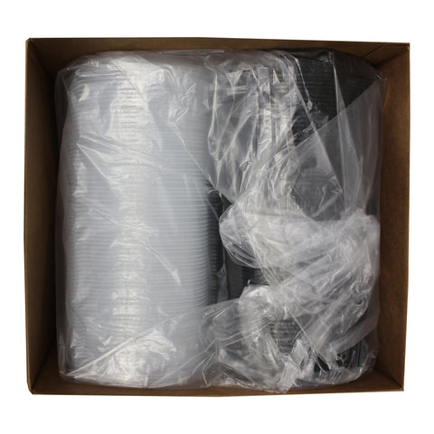 Mullinix Packaging CONTAINER SQUARE BLACK BASE HINGED W/ CLEAR LID 64.2 OZ