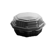 Creative Carryouts® CONTAINER PLASTIC HINGED CARRYOUT - BLACK/CLEAR 6