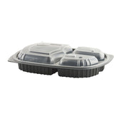 MicroRaves® CONTAINER POLYPROPYLENE COMBO BLACK BASE 3-COMPARTMENT CLEAR LID CDM713/LH713 15-5-5 OZ