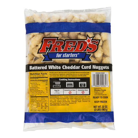 Freds Batterd White Cheddar Curd, 2 Pound -- 6 per case.