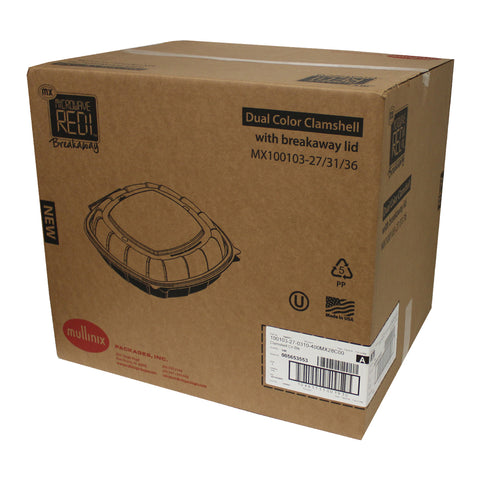 Mullinix Packaging CONTAINER SQUARE BLACK BASE HINGED W/ CLEAR LID 64.2 OZ