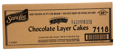 Sara Lee Frozen CAKE LAYER NSA CHOCOLATE PREMIUM UN-CUT ROUND 9